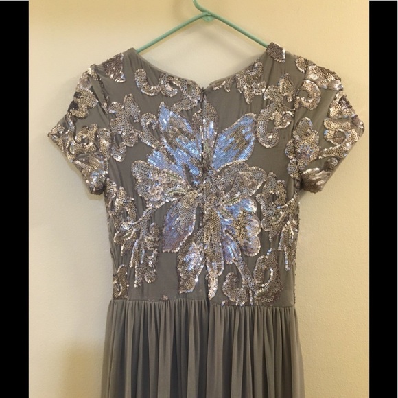 08 BETSY & ADAM Sequin Mesh A-Line Gown - Picture 14 of 16